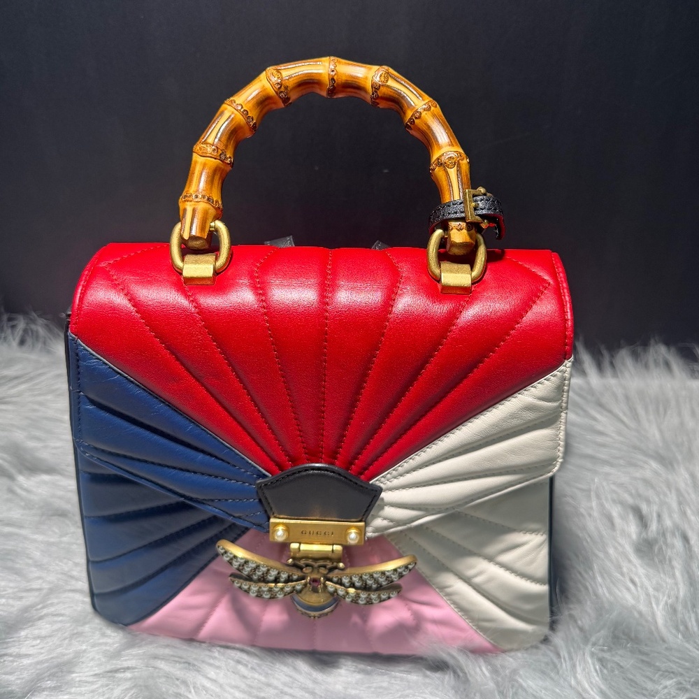 Gucci Queen Margaret Backpack Sac A Dos Multicolor & Bamboo handle~EUC - Picture 3 of 11